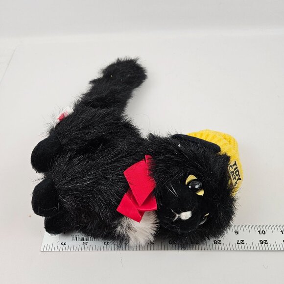 Animal Fair Tidy Cat 3 Plush Black White Stuffed Cat Yellow Hat Red Bow Vintage - Picture 8 of 10